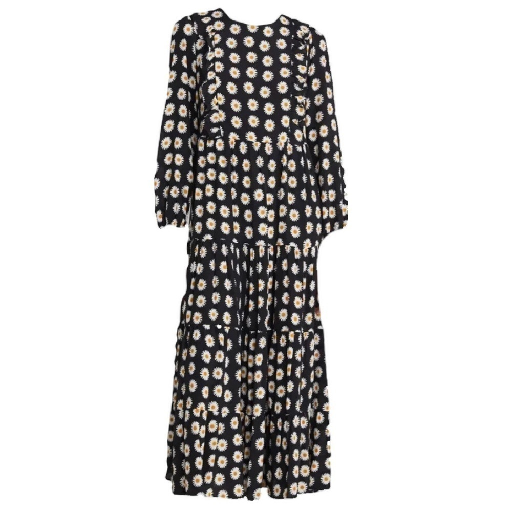 Zara Daisy Ruffled Tiered Long Sleeve Maxi Dress Womens size Small - Picture 2 of 8